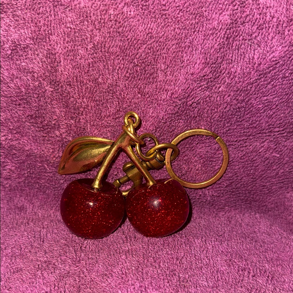 Gold and Red Cherry Keychain